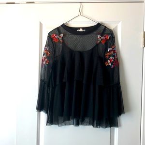 Mesh Blouse Stitched Detailing